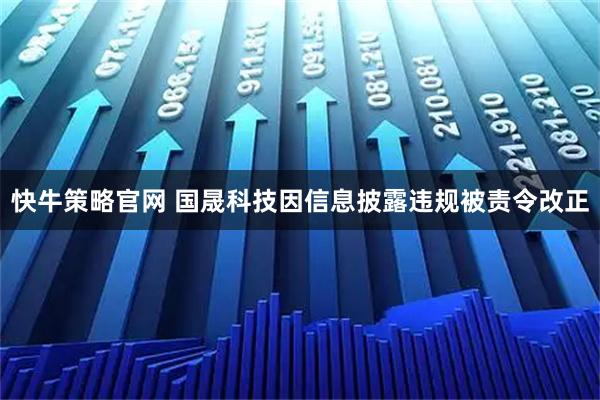 快牛策略官网 国晟科技因信息披露违规被责令改正